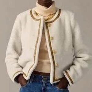 NEW $298 J.Crew limited edition Sherpa blend cropped lady jacket. Size 8 womens